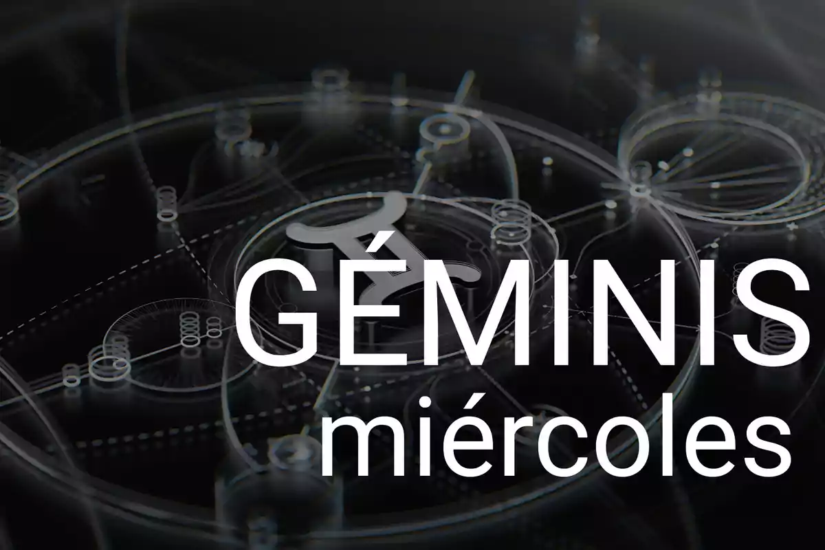 Horóscopo de Géminis para el miércoles con fondo de símbolos zodiacales