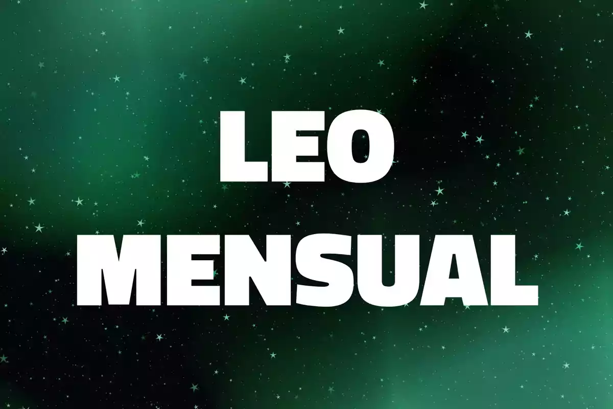 Texto Leo Mensual en letras blancas sobre un fondo verde con estrellas