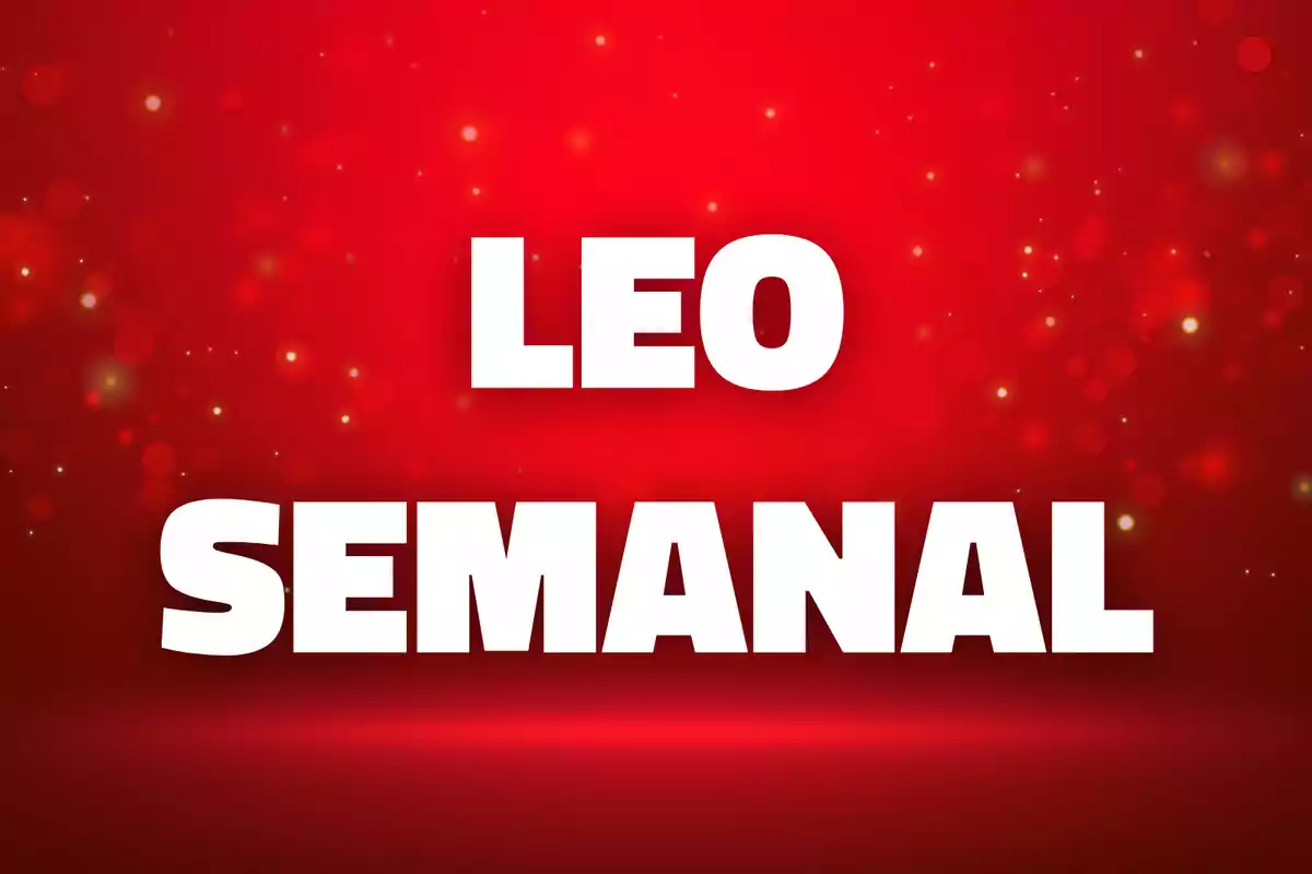 Texto Leo Semanal en letras blancas sobre un fondo rojo con destellos.