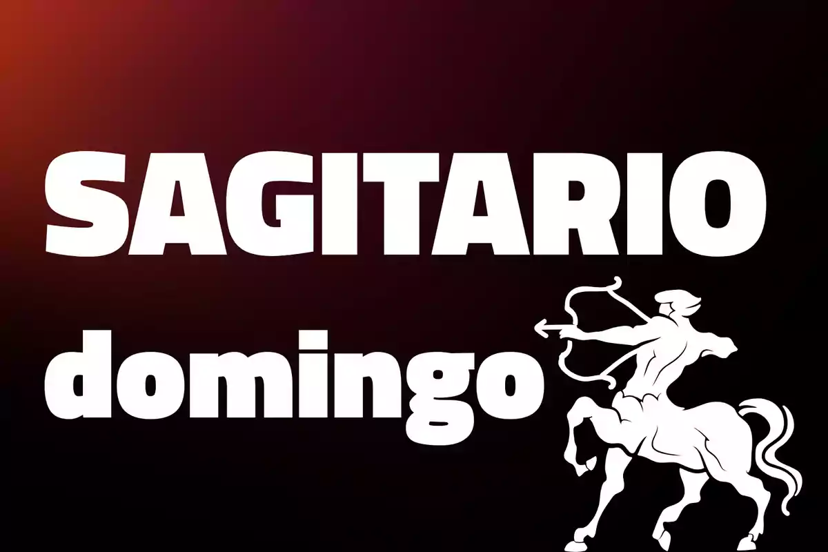 Sagitario domingo con ilustración de un centauro arquero sobre fondo oscuro